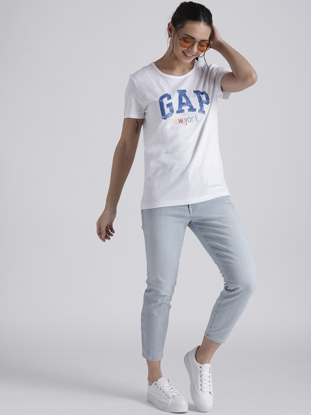 Buy GAP Womens Glitter Logo Graphic Crewneck Pure Cotton T Shirt