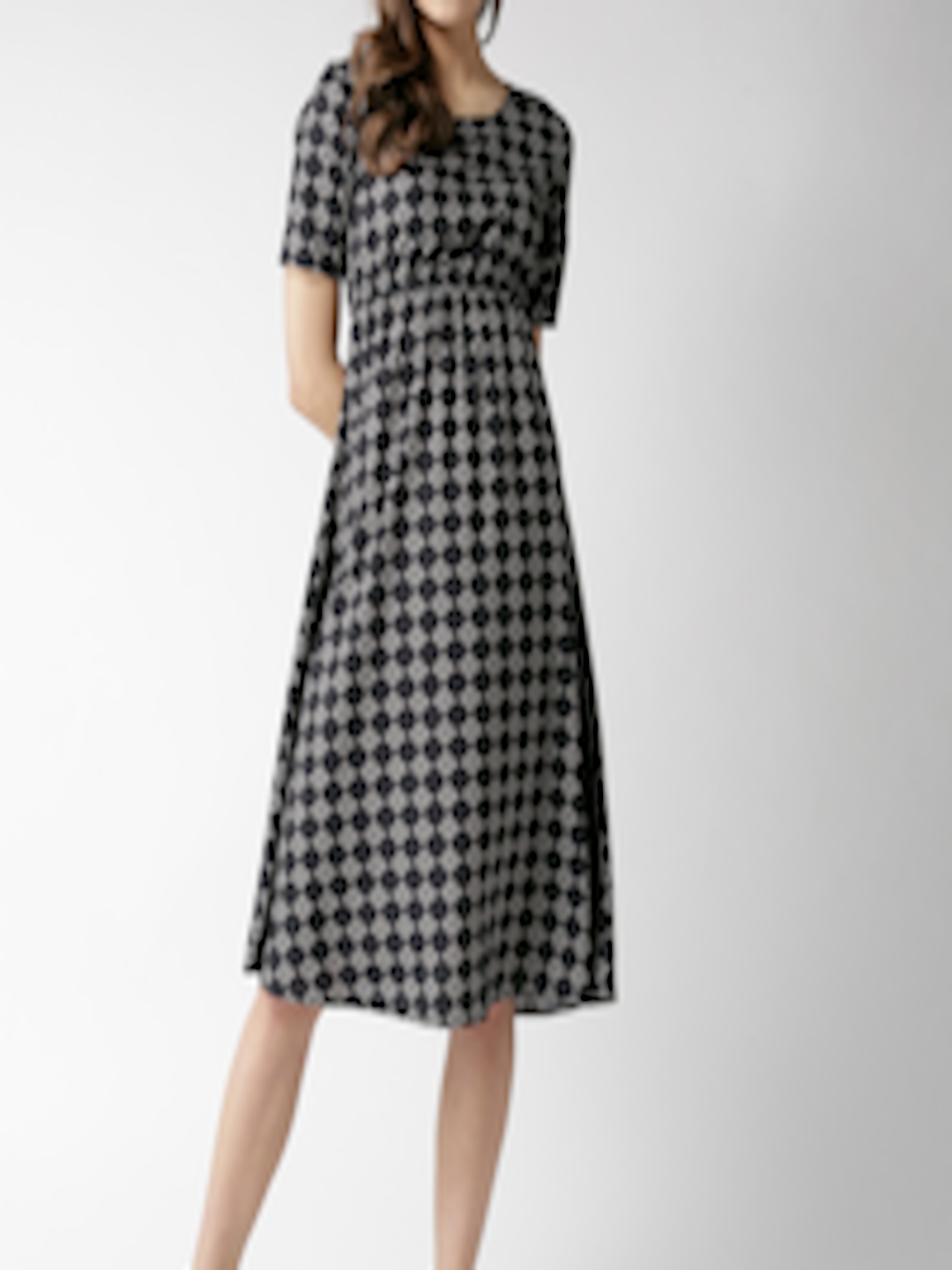 Buy Hubberholme Women Black & Grey Printed Empire Dress - Dresses for ...