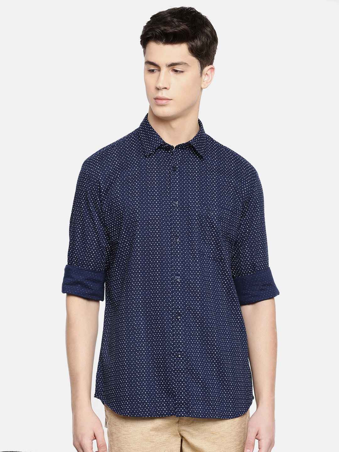 Buy Parx Men Blue Slim Fit Printed Casual Shirt - Shirts for Men ...