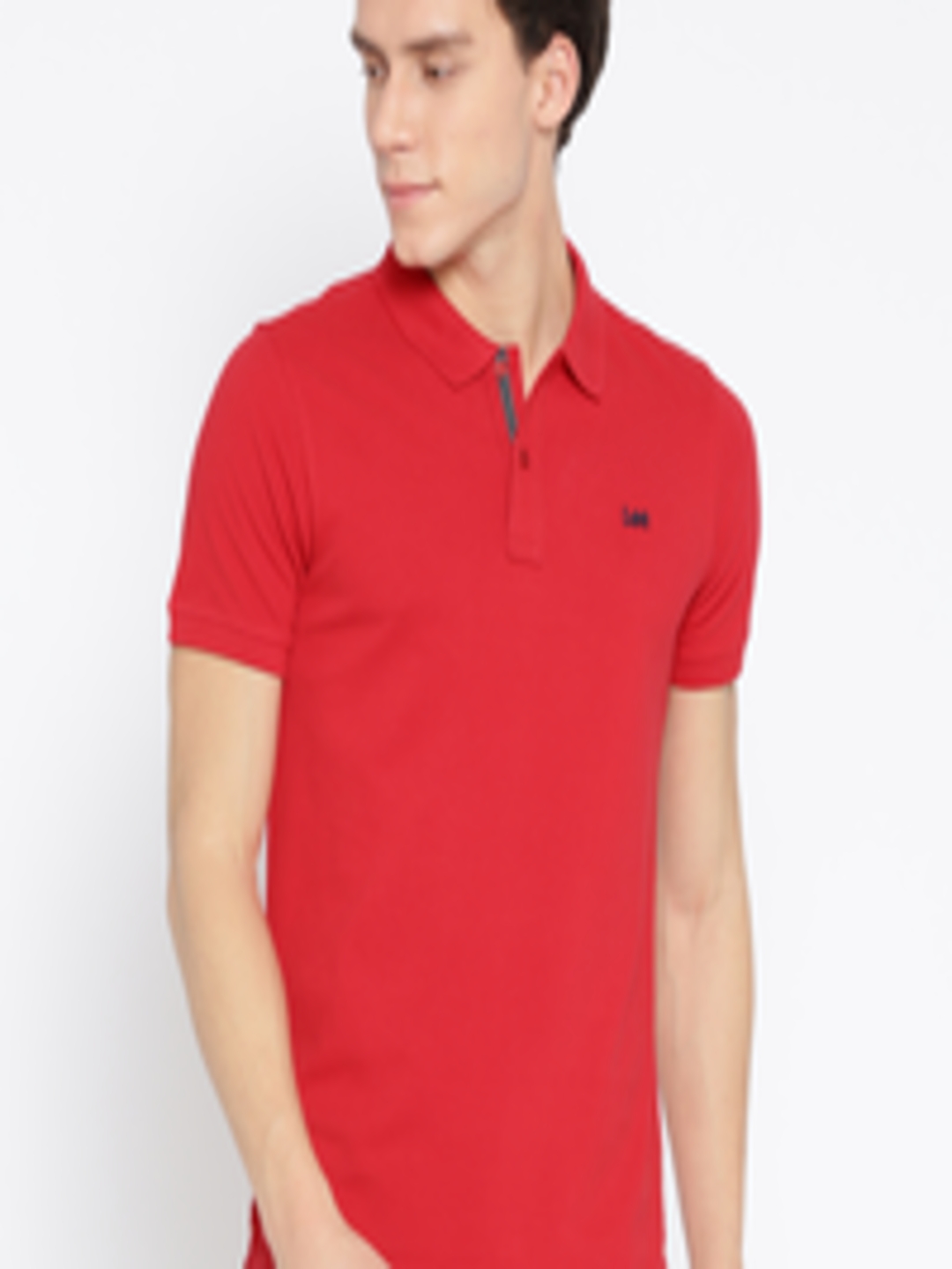 Buy Lee Men Red Solid Polo Collar T Shirt - Tshirts for Men 8583611 ...