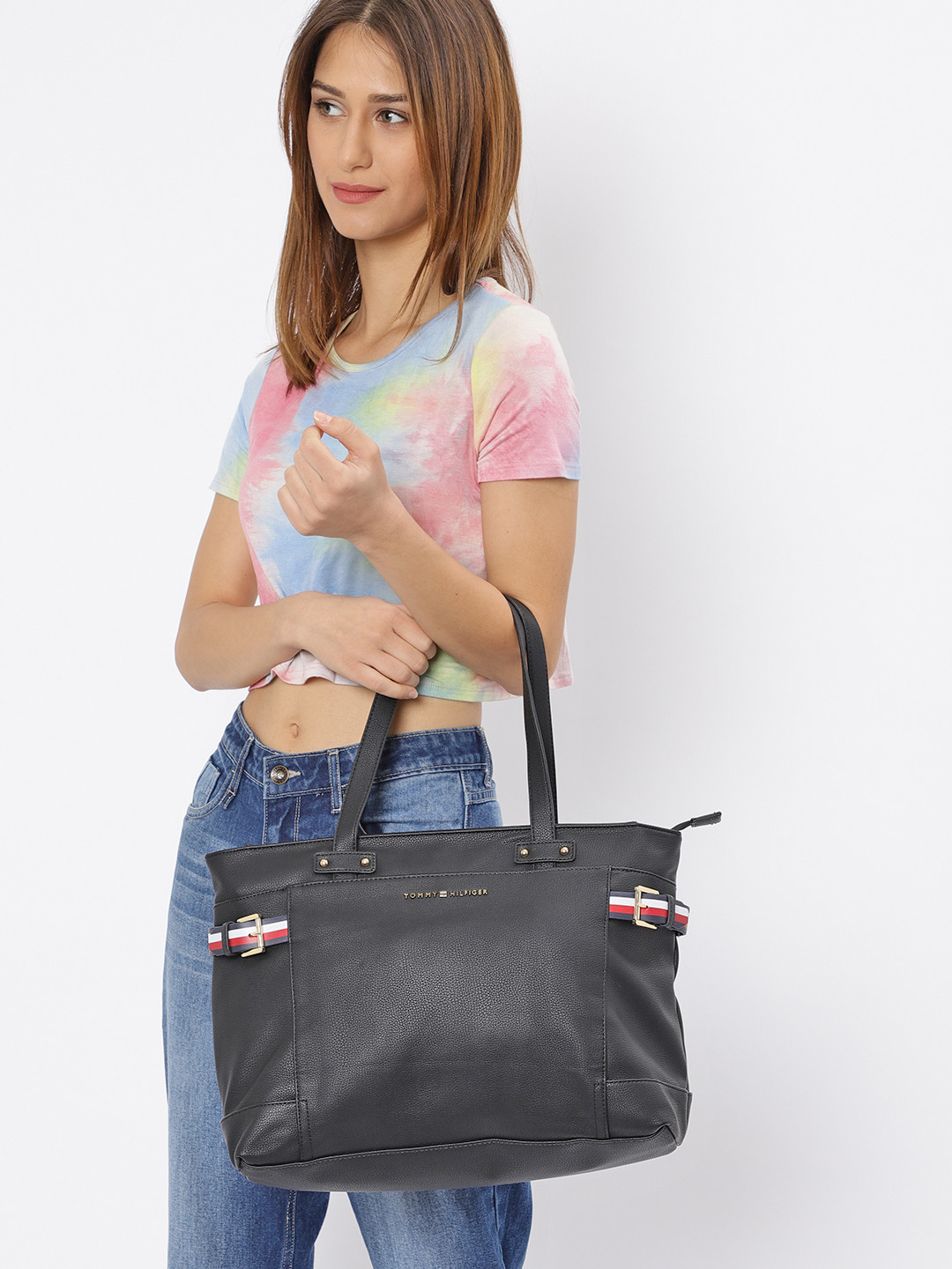 Buy Tommy Hilfiger Black Solid Shoulder Bag Handbags for Women