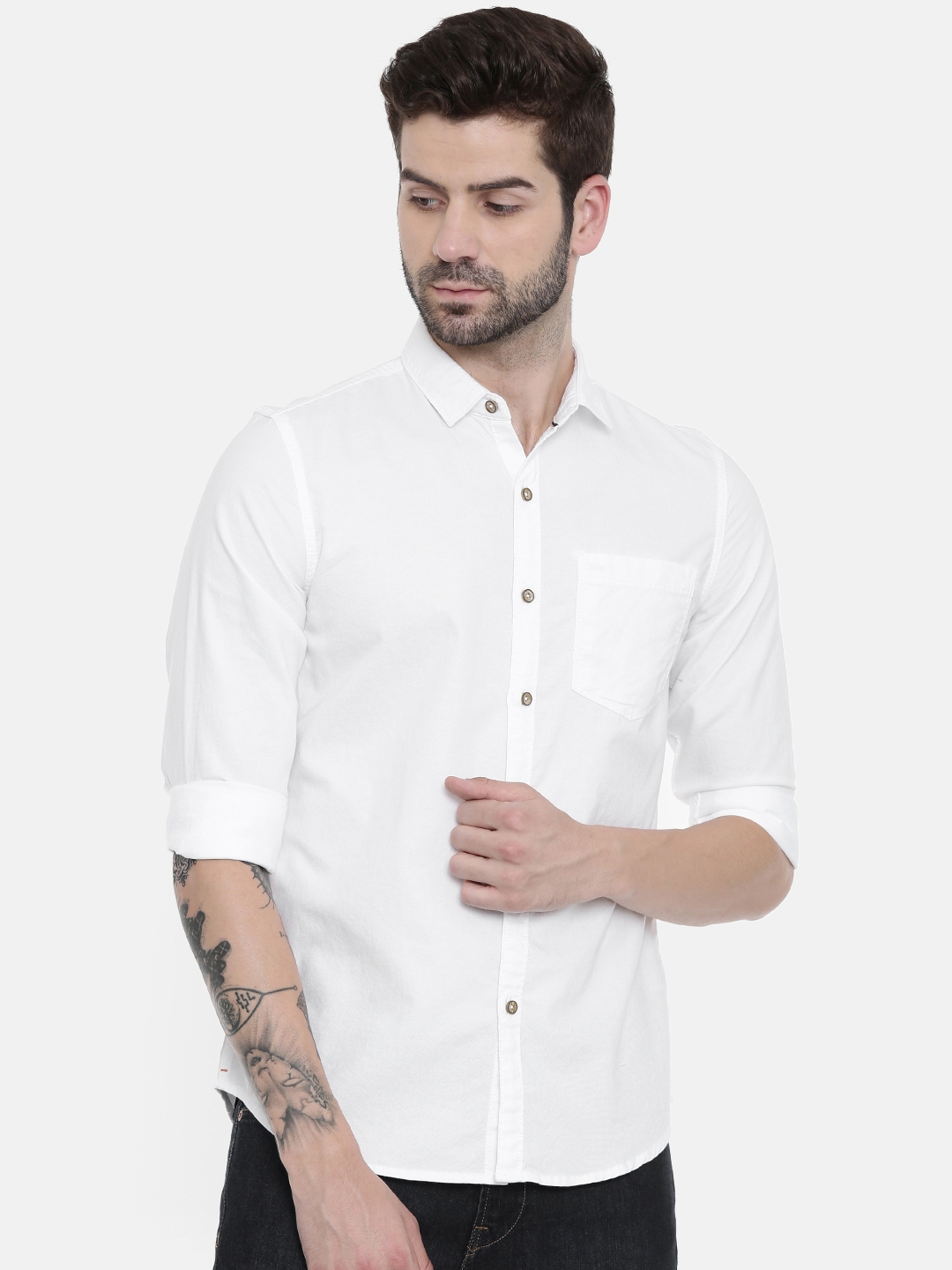 Buy Lee Men White Slim Fit Solid Casual Shirt - Shirts for Men 8587859 ...