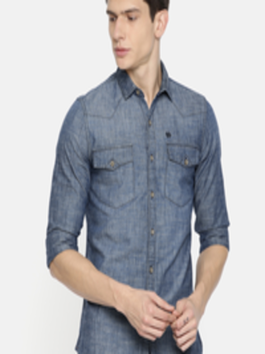 Buy Lee Men Blue Slim Fit Solid Casual Shirt - Shirts for Men 8587993 ...