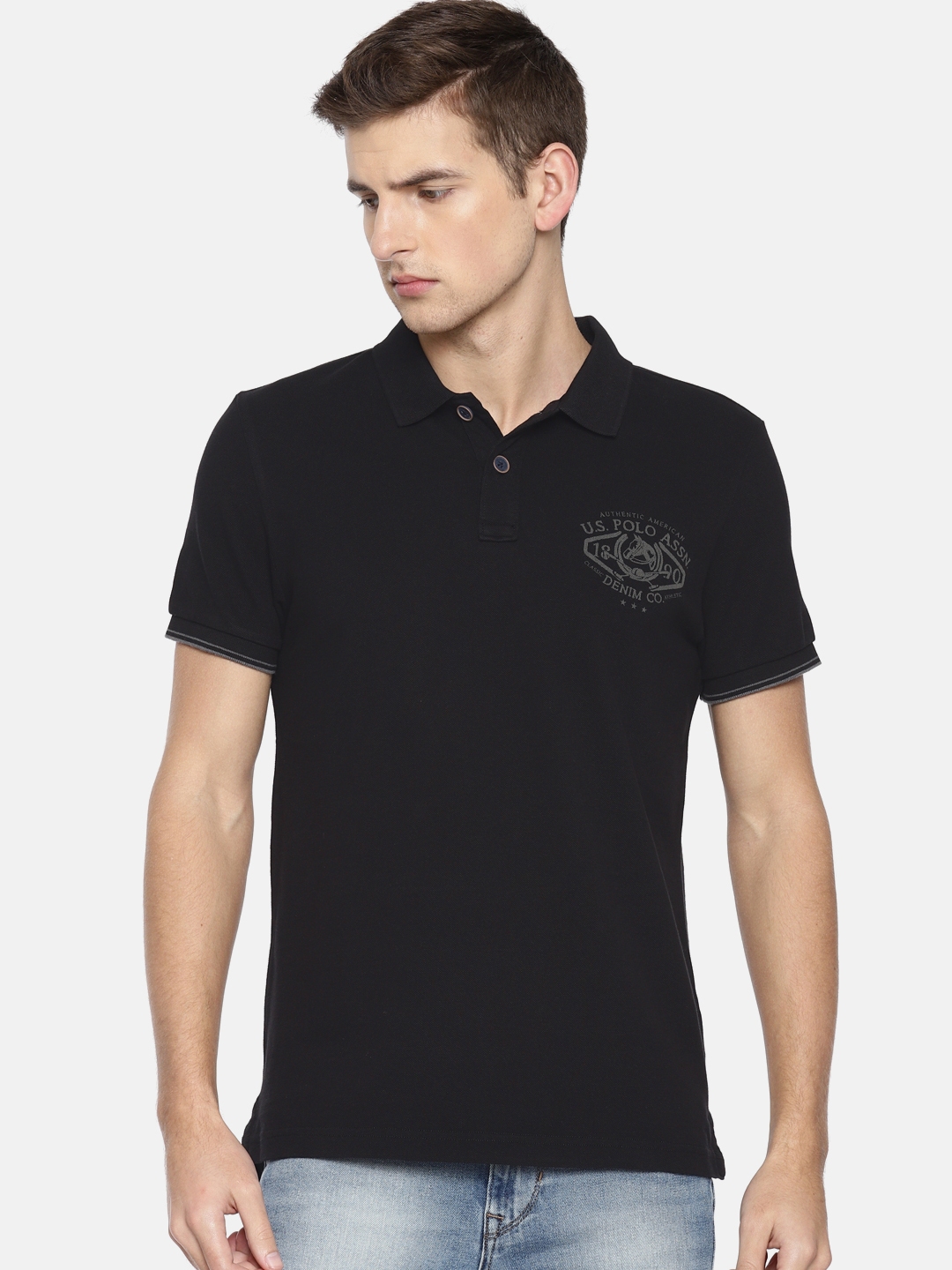 polo t shirt with denim jacket