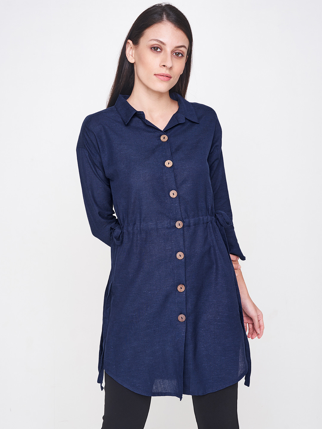 Buy AND Women Navy Blue Solid Tunic Tunics for Women 8594101 Myntra
