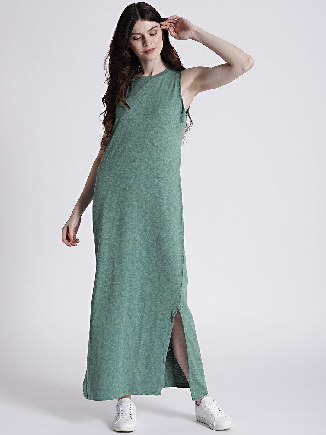 Buy Gap Women's Green Solid Sleeveless Maxi Dress Dresses for Women