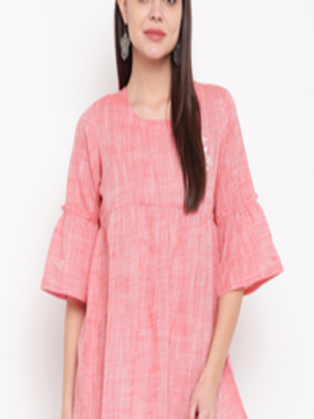 Buy Rangriti Women Pink Self Design Empire Pure Cotton Top - Tops for ...