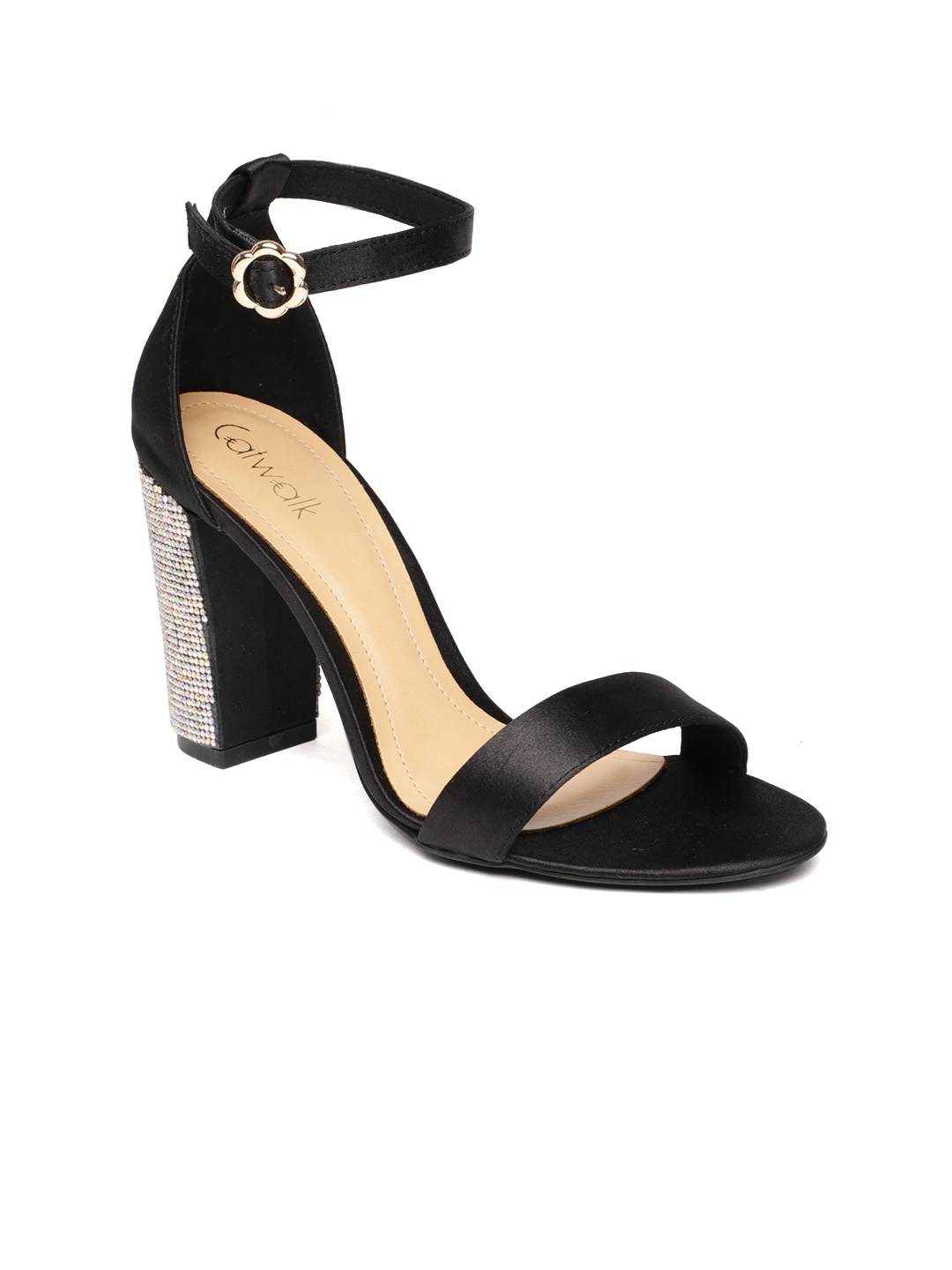 black embellished heels