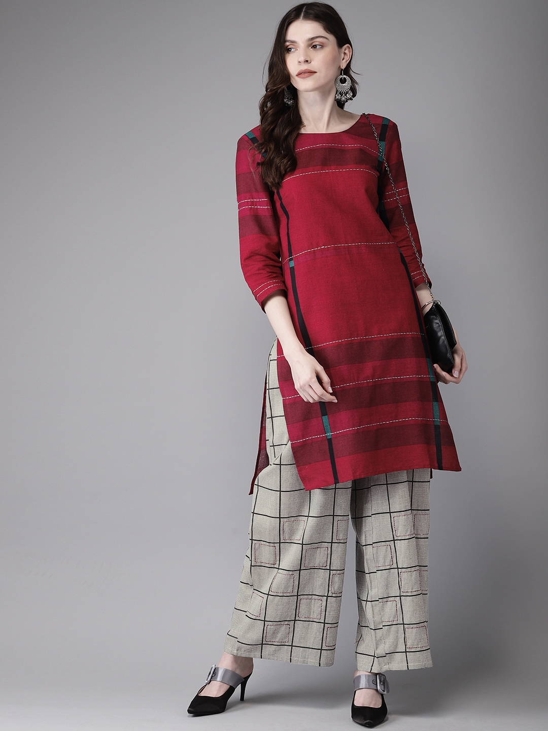 anouk maroon kurta set