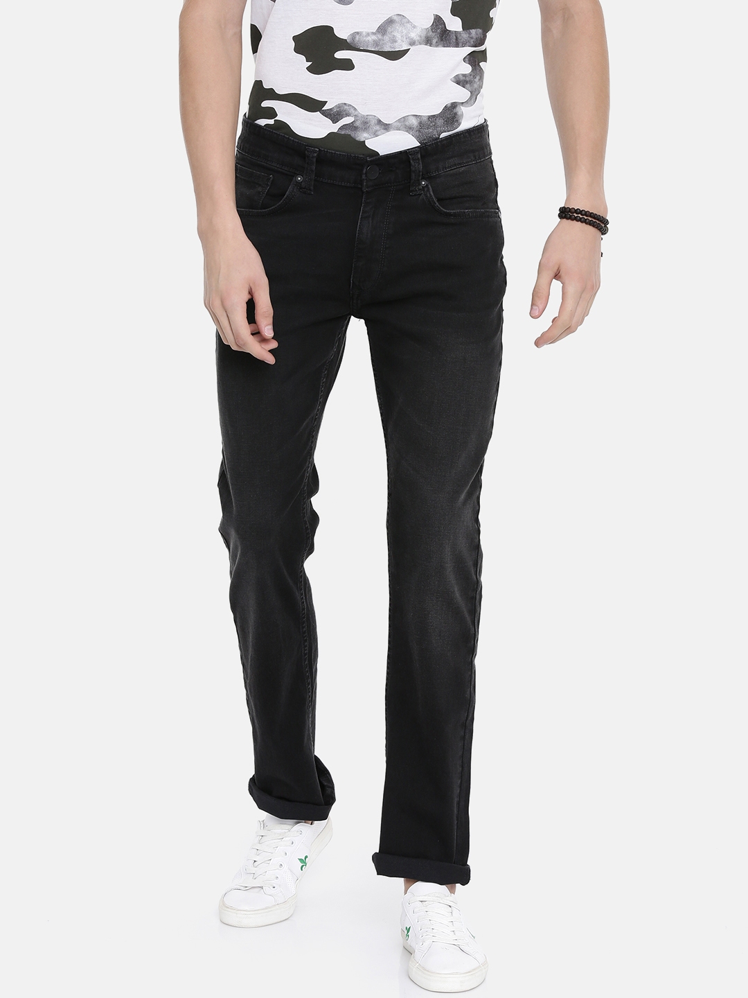 mens black tapered jeans