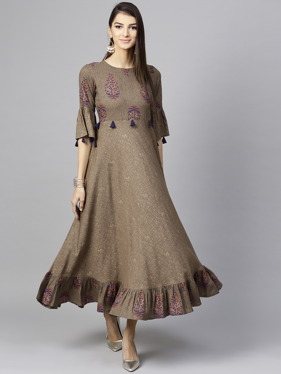 Buy Libas Women Brown Printed Maxi Dress - Dresses for Women 8627625 ...