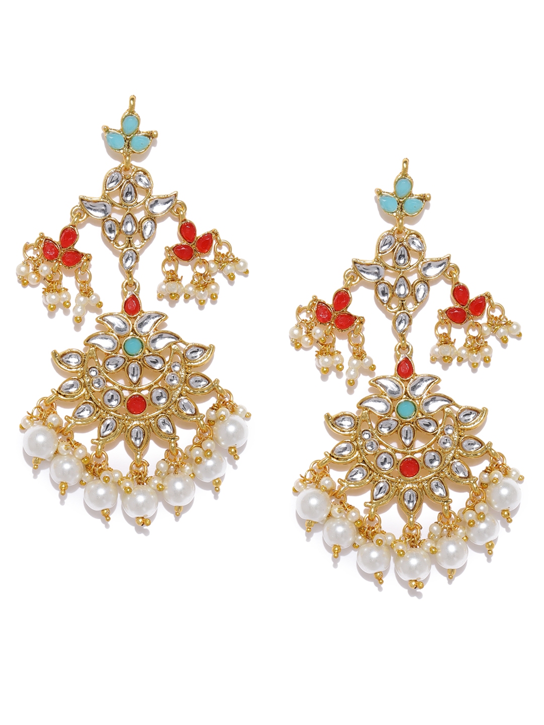 Buy Zaveri Pearls Gold Toned & Orange Classic Drop Earrings - Earrings for Women 8643829 | Myntra