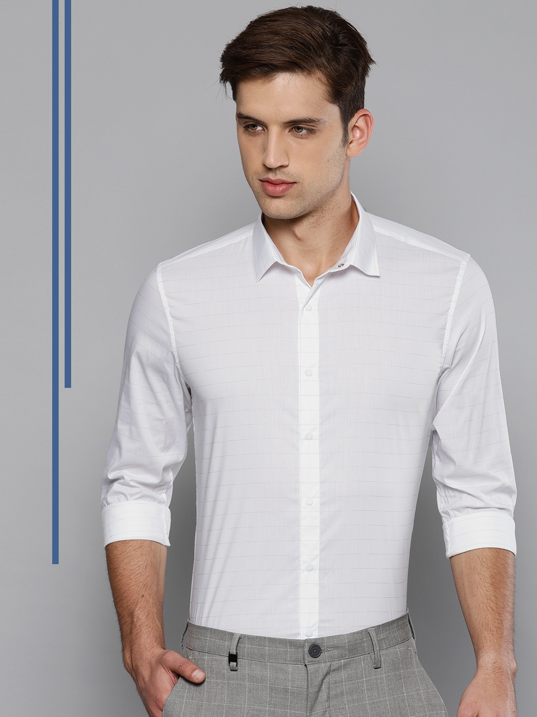 Buy Louis Philippe Ath.Work Men White Slim Fit Striped Smart Casual Shirt - Shirts for Men ...