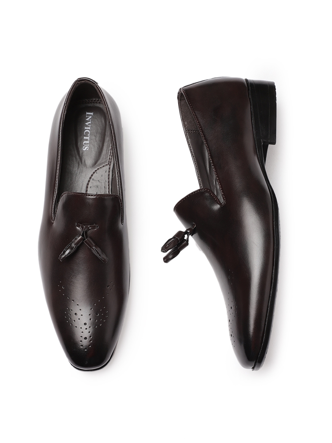 brown formal slip on shoes