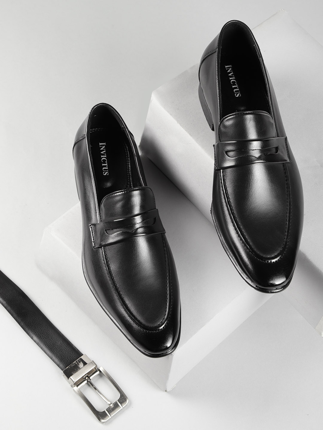 Buy INVICTUS Men Black Semiformal Slip Ons - Formal Shoes for Men ...
