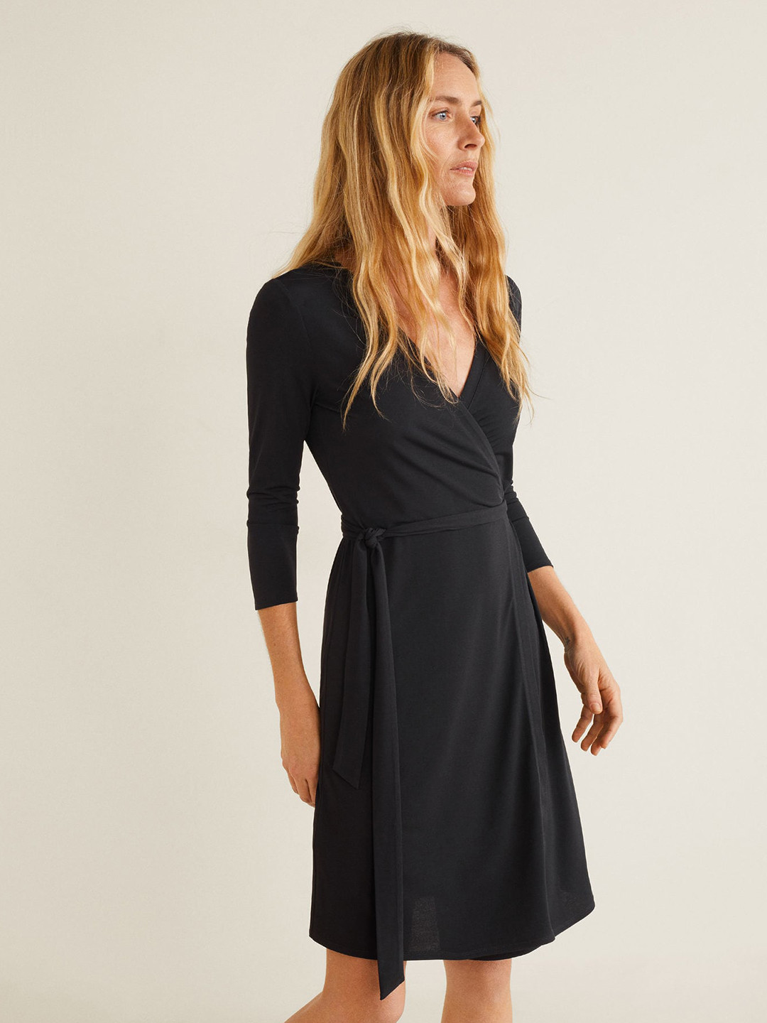 Buy MANGO Women Black Solid Wrap Dress Dresses for Women 8676537 Myntra