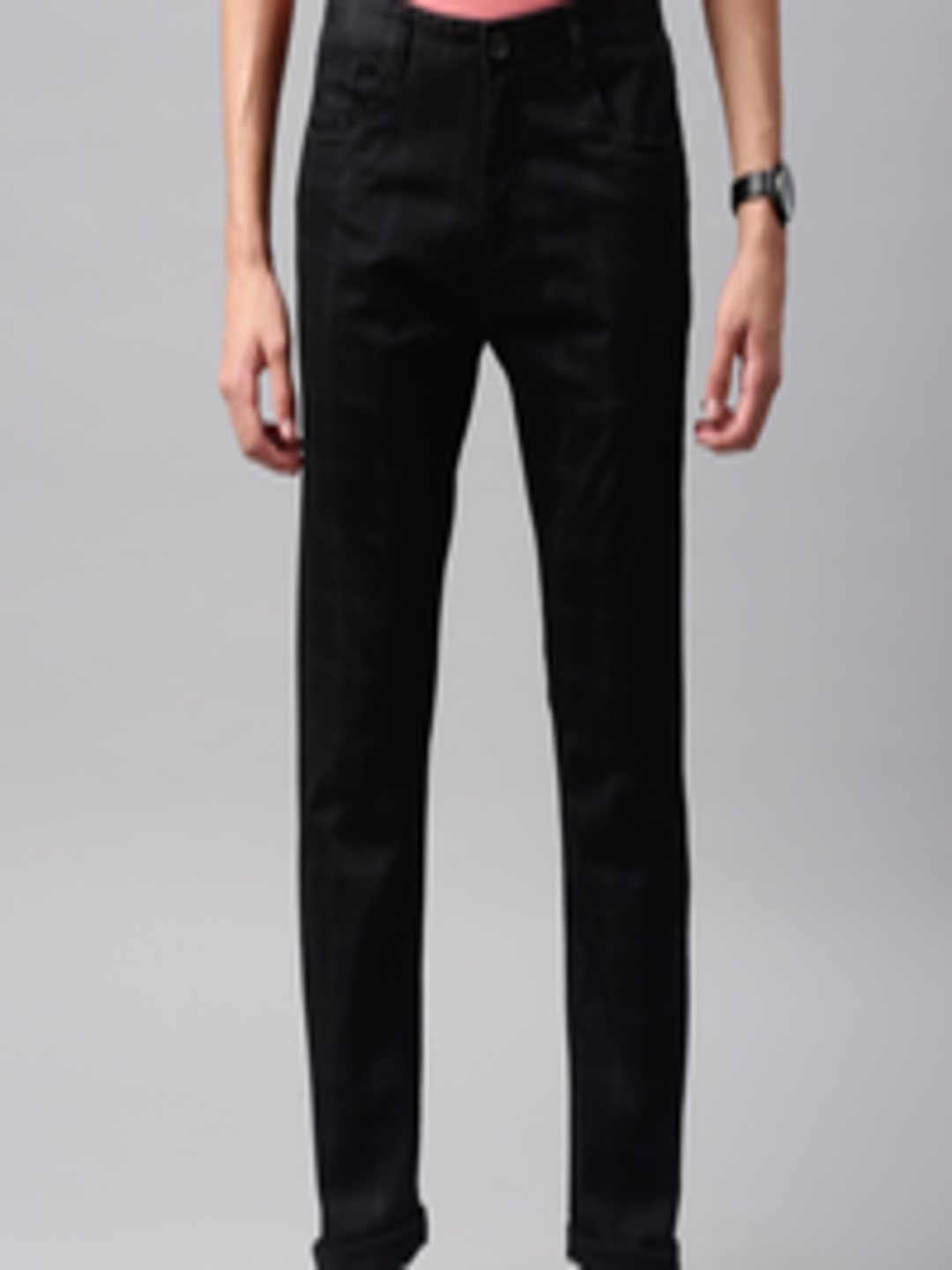 Buy French Connection Men Black Slim Fit Checked Trousers - Trousers ...