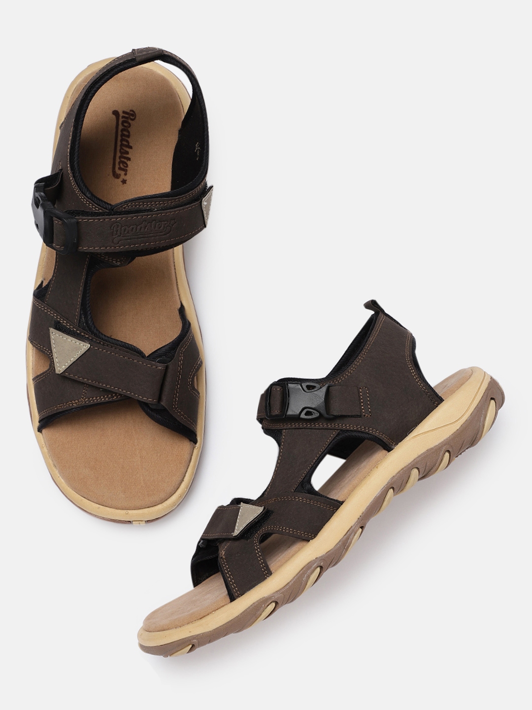 Buy Roadster Men Brown Solid Sports Sandals - Sports Sandals for Men ...