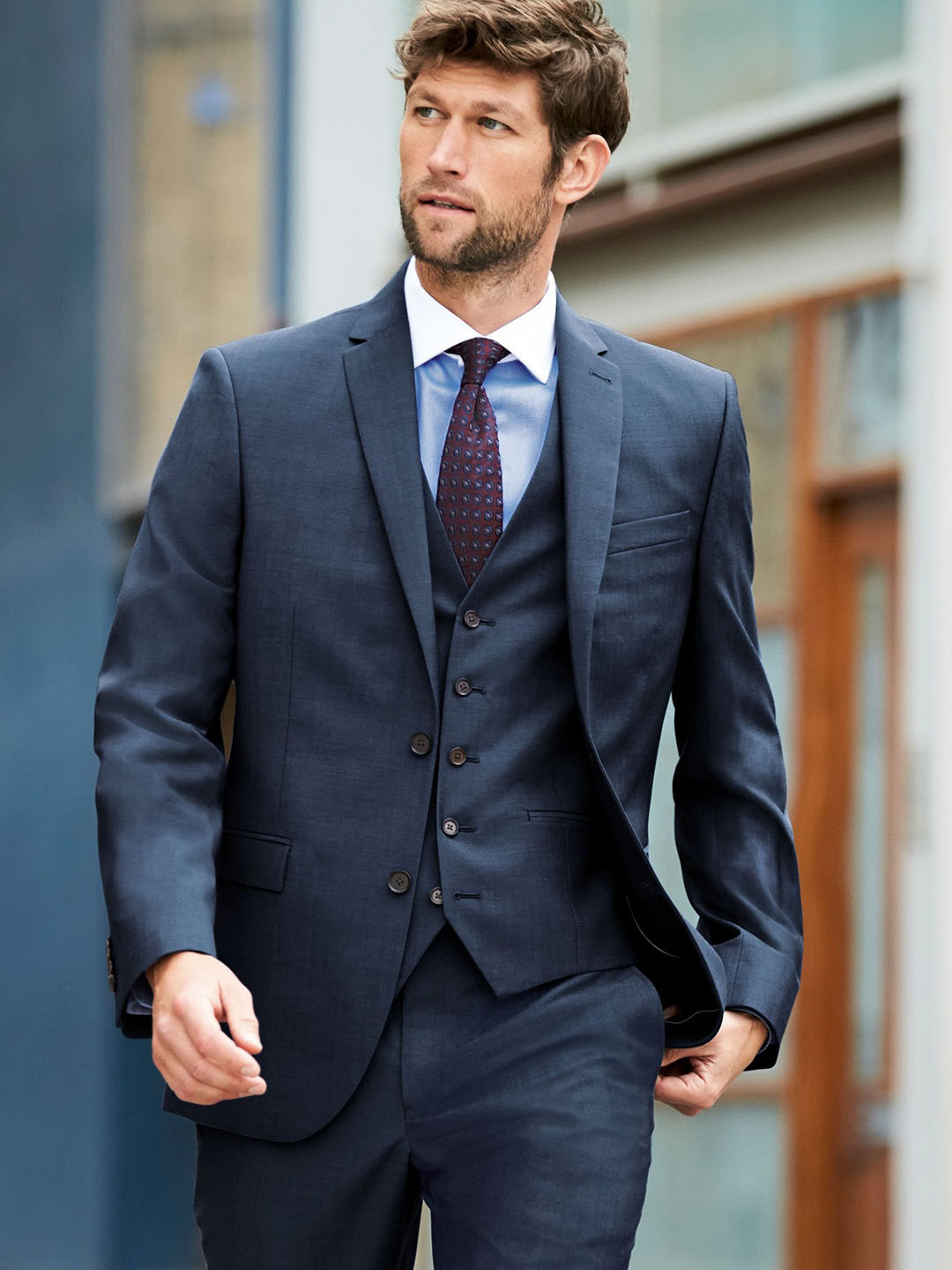 Buy Next Men Blue Woollen Solid Slim Fit Notched Lapel Formal Blazer Blazers for Men 8690867