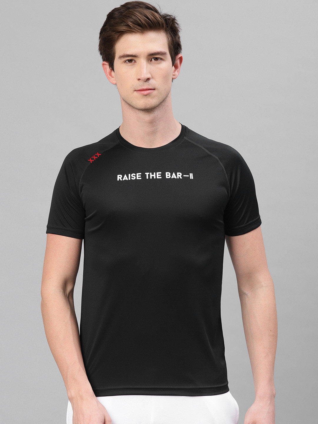 Buy HRX By Hrithik Roshan Men Black Printed Round Neck Regular Fit