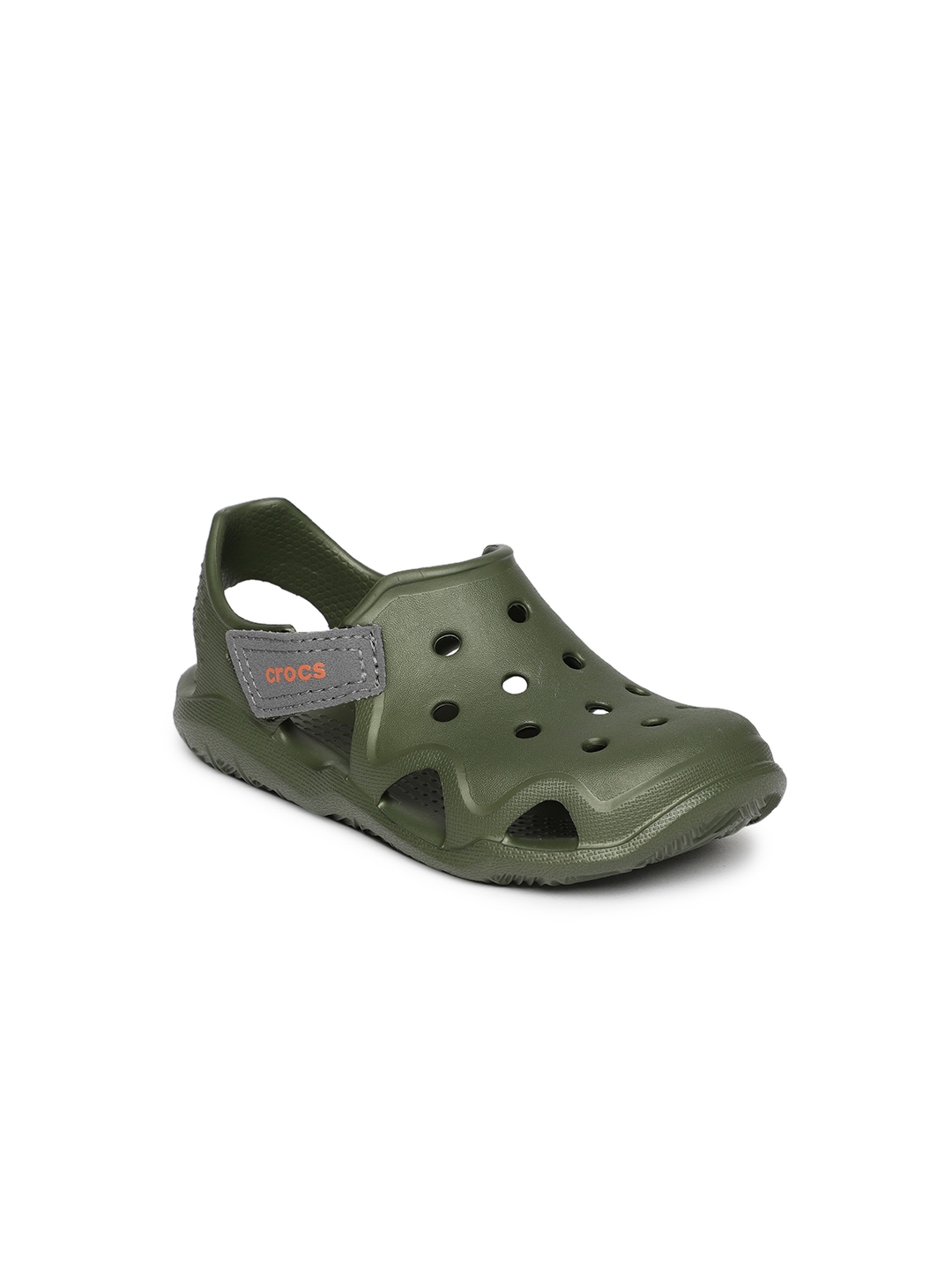 olive green fuzzy crocs