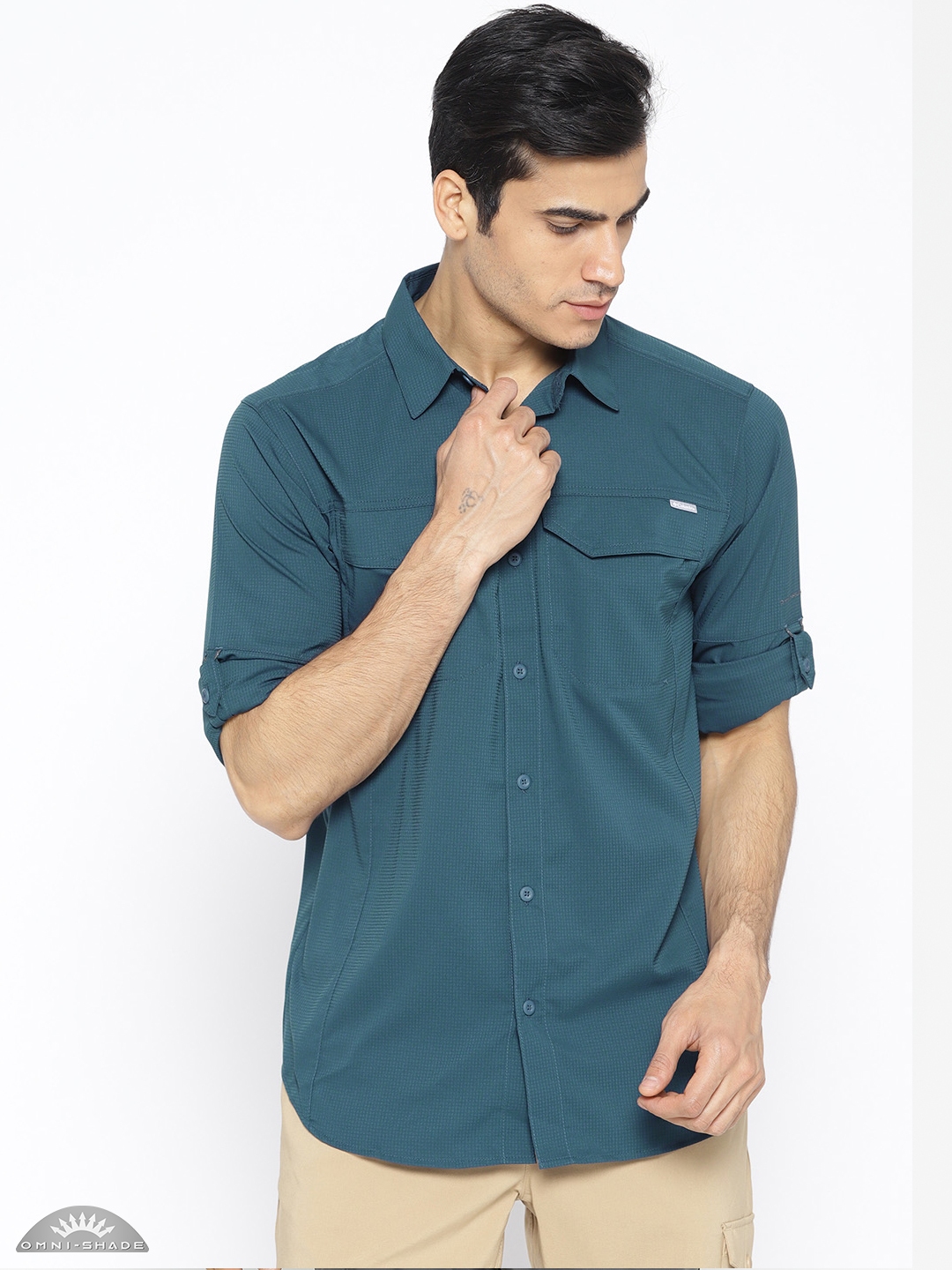 Buy Columbia Men Teal Green Self Checked Silver Ridge  Lite  