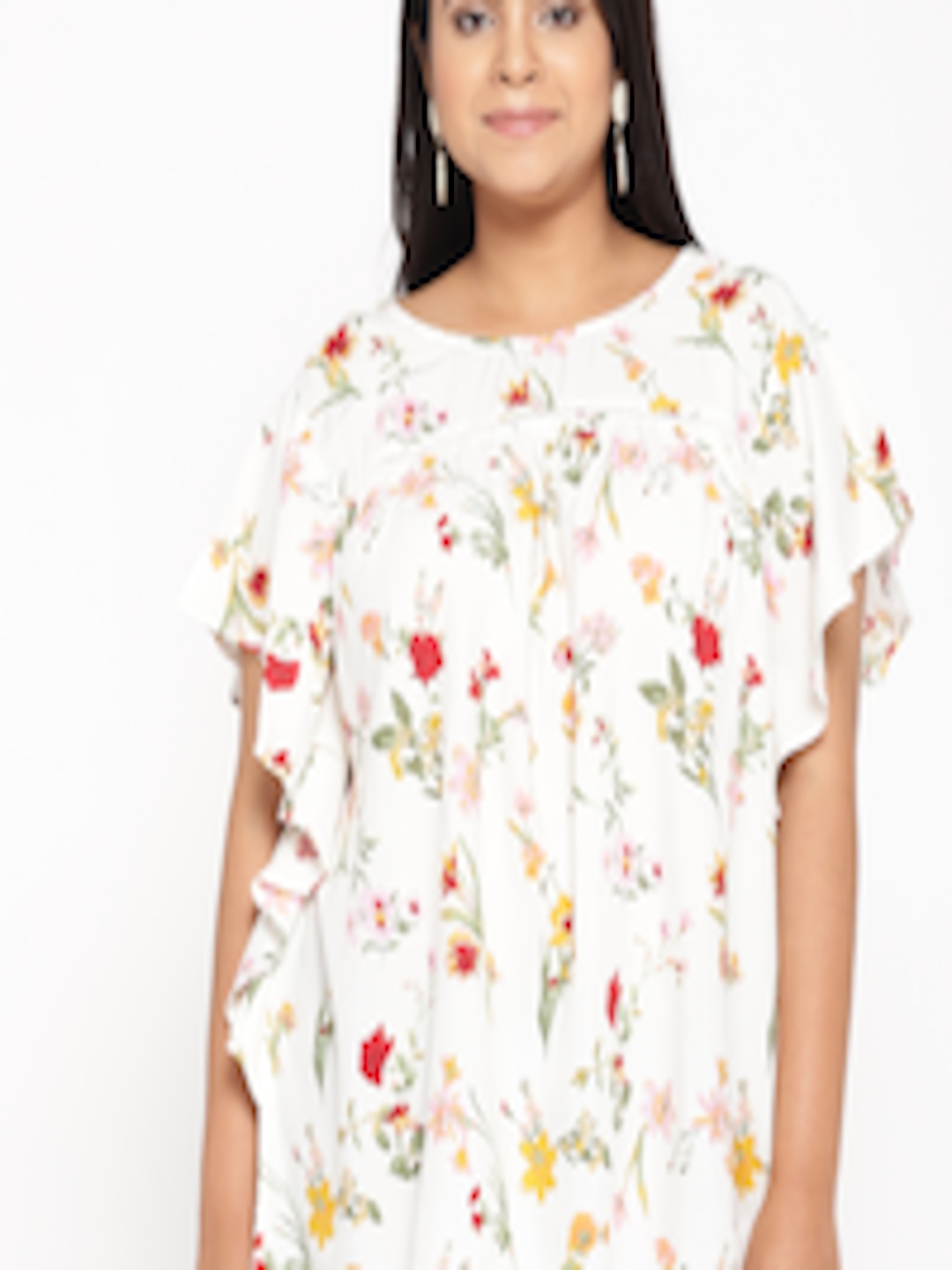 Buy ALL Plus Size Women Off White Printed Regular Top - Tops for Women ...