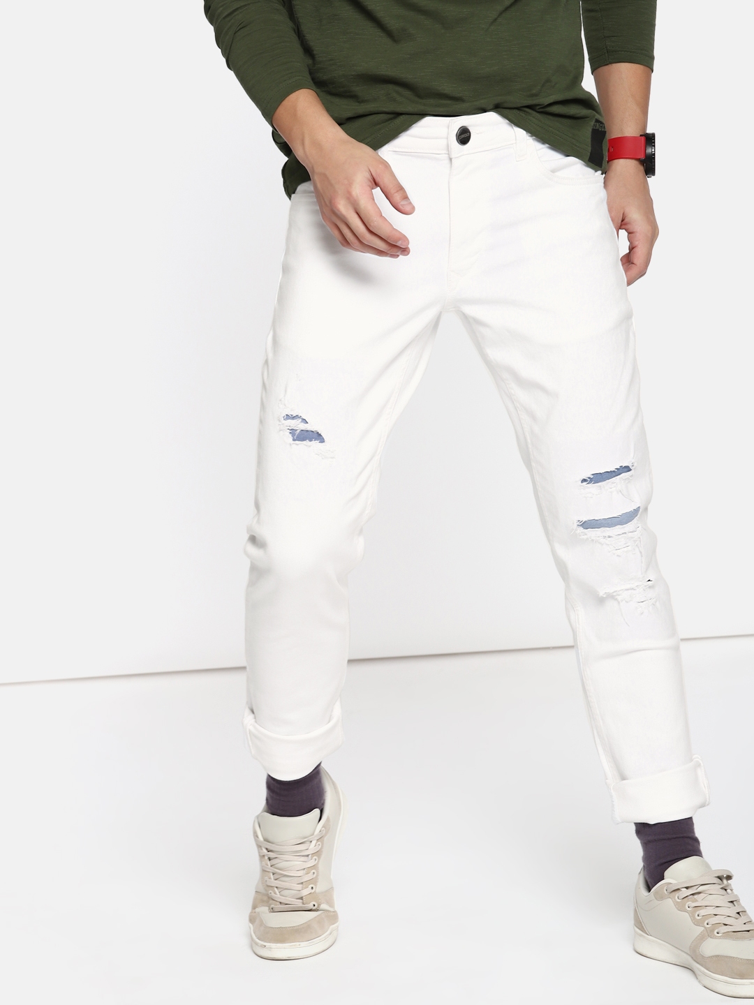 white slim fit jeans