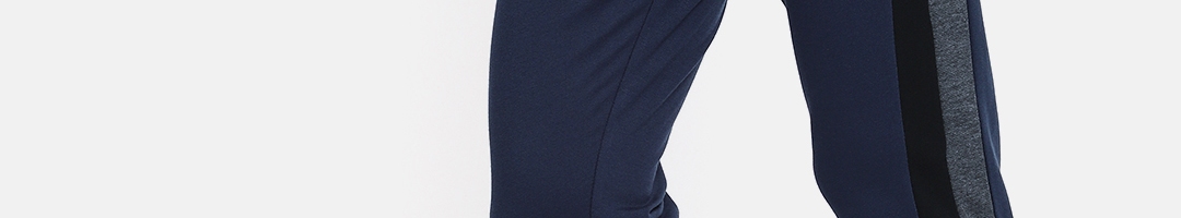 Buy SINGLE Men Navy Blue Regular Fit Solid Joggers - Trousers for Men ...
