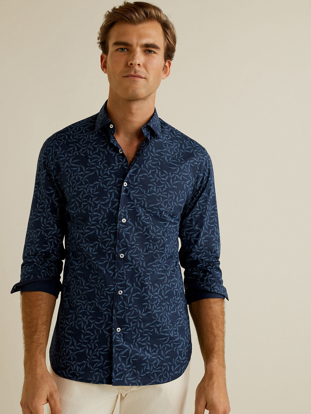 Buy MANGO MAN Men Blue Slim Fit Printed Casual Shirt Shirts for Men 8702497 Myntra