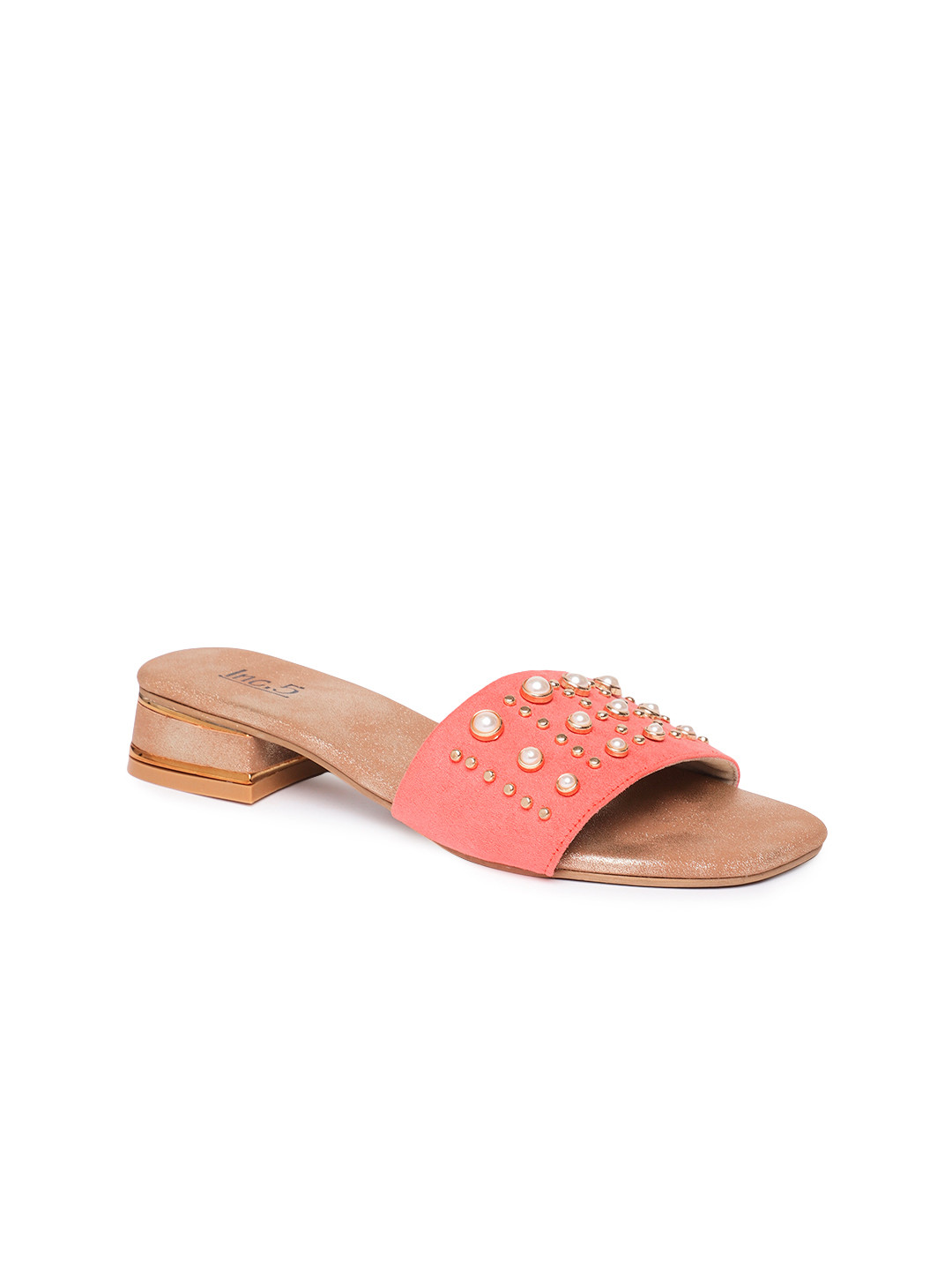 Buy Inc 5 Women Peach Coloured Embellished Sandals Heels for Women
