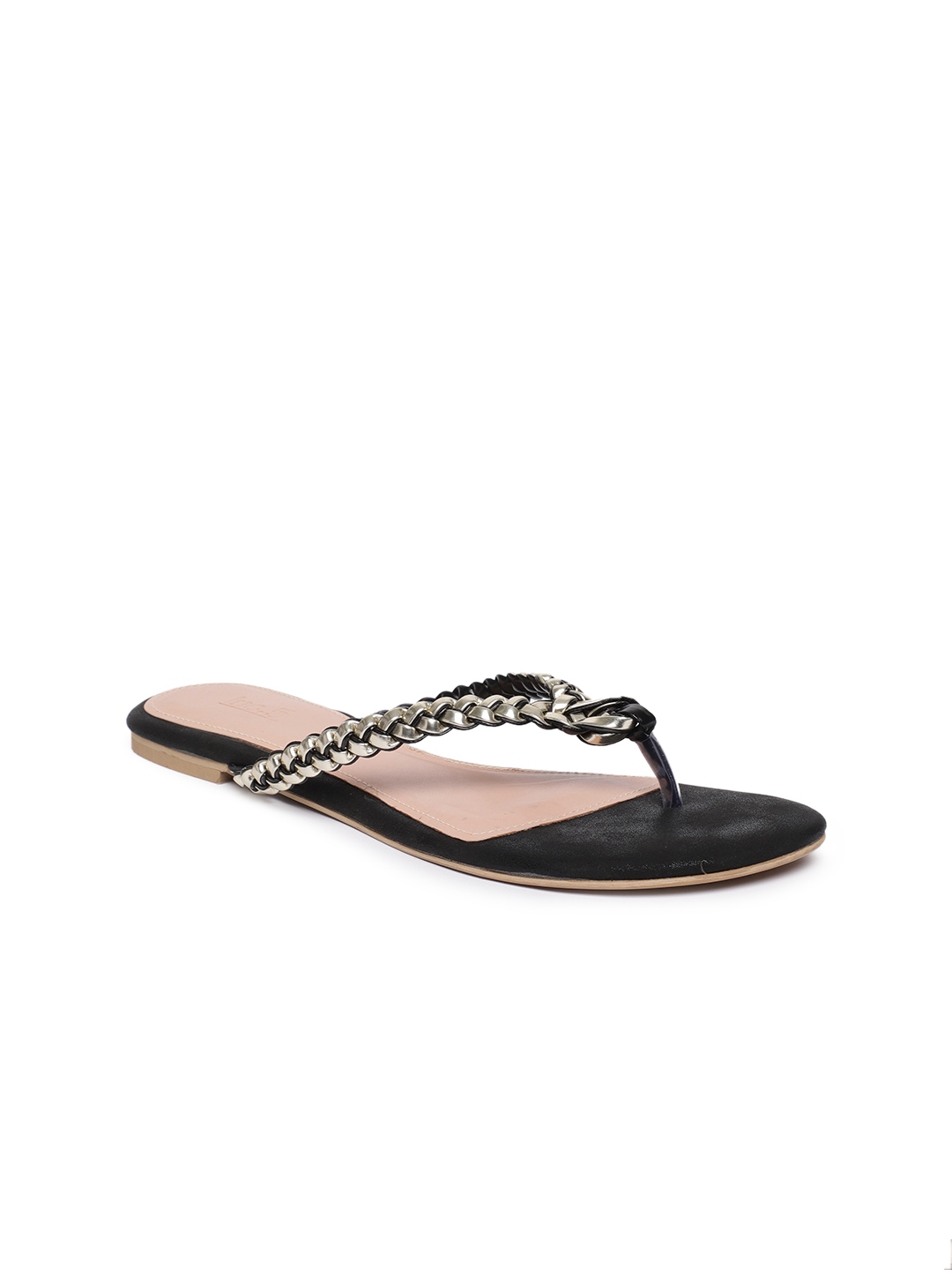 black flats with gold trim
