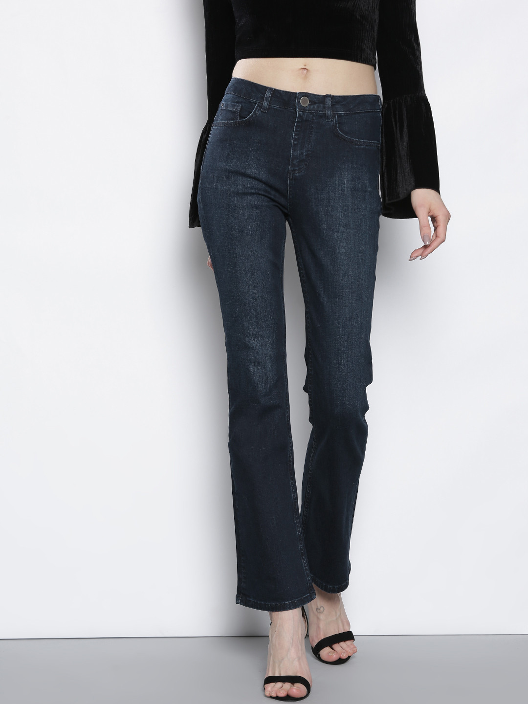 Buy DOROTHY PERKINS Women Navy Blue Bootcut Mid Rise Clean Look