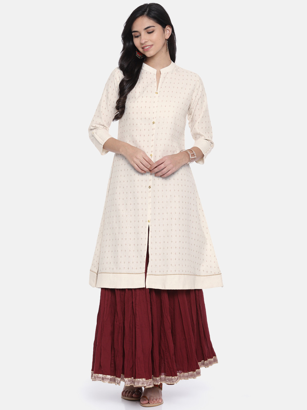 White Printed Kurta for Women
