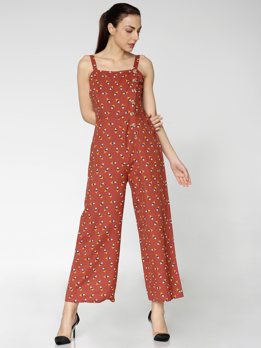 Buy ONLY Brown Printed Basic Jumpsuit Jumpsuit for Women 8707633 Myntra