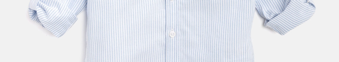 Buy Marks & Spencer Boys Blue & White Regular Fit Striped Casual Shirt ...