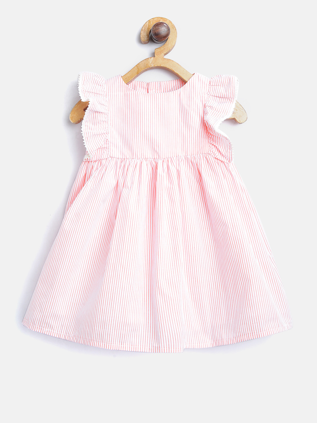 Buy Marks & Spencer Girls White & Pink Striped A Line Dress Dresses