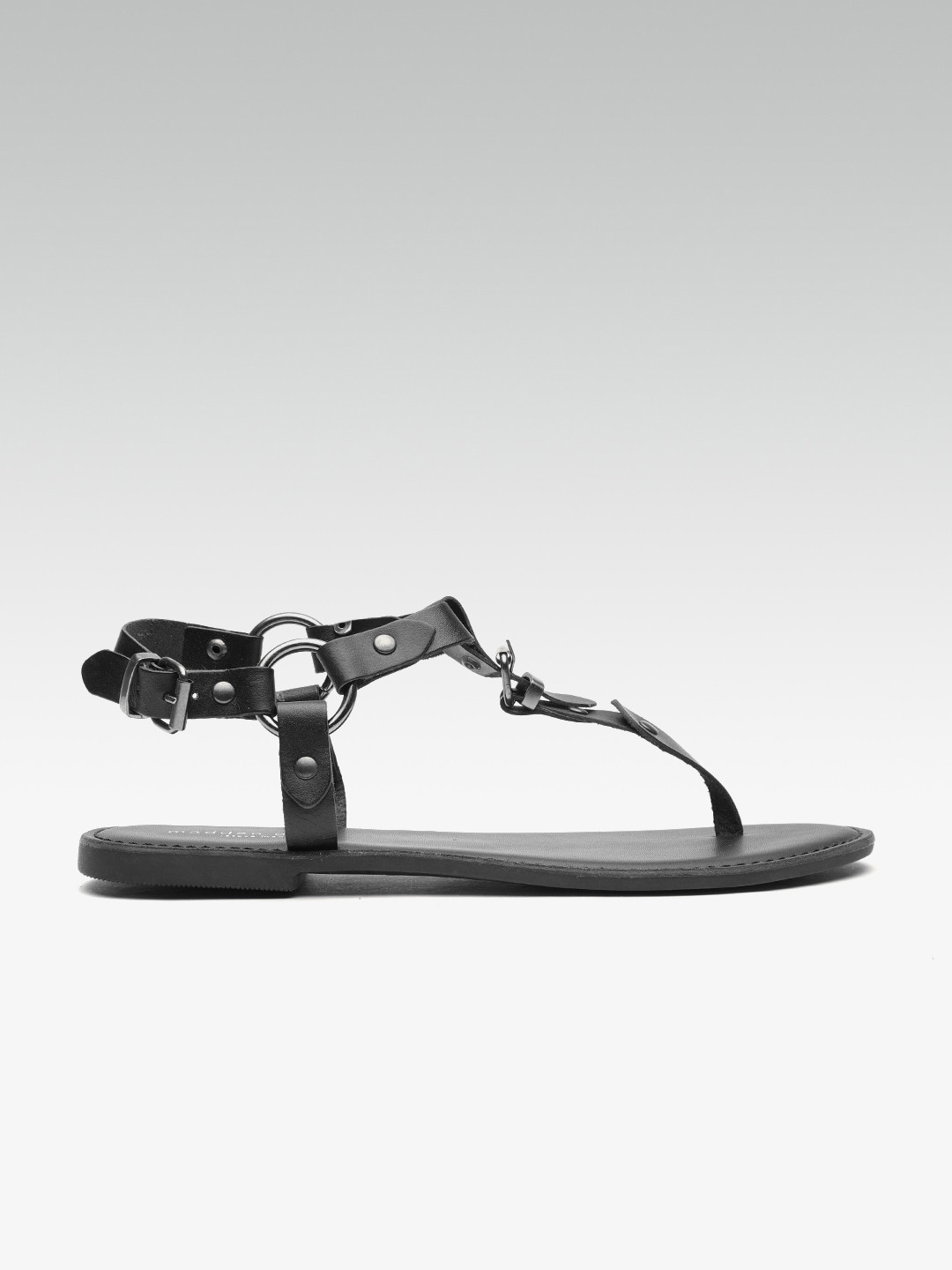 Buy Steve Madden Women Black Leather T Strap Flats Flats for Women