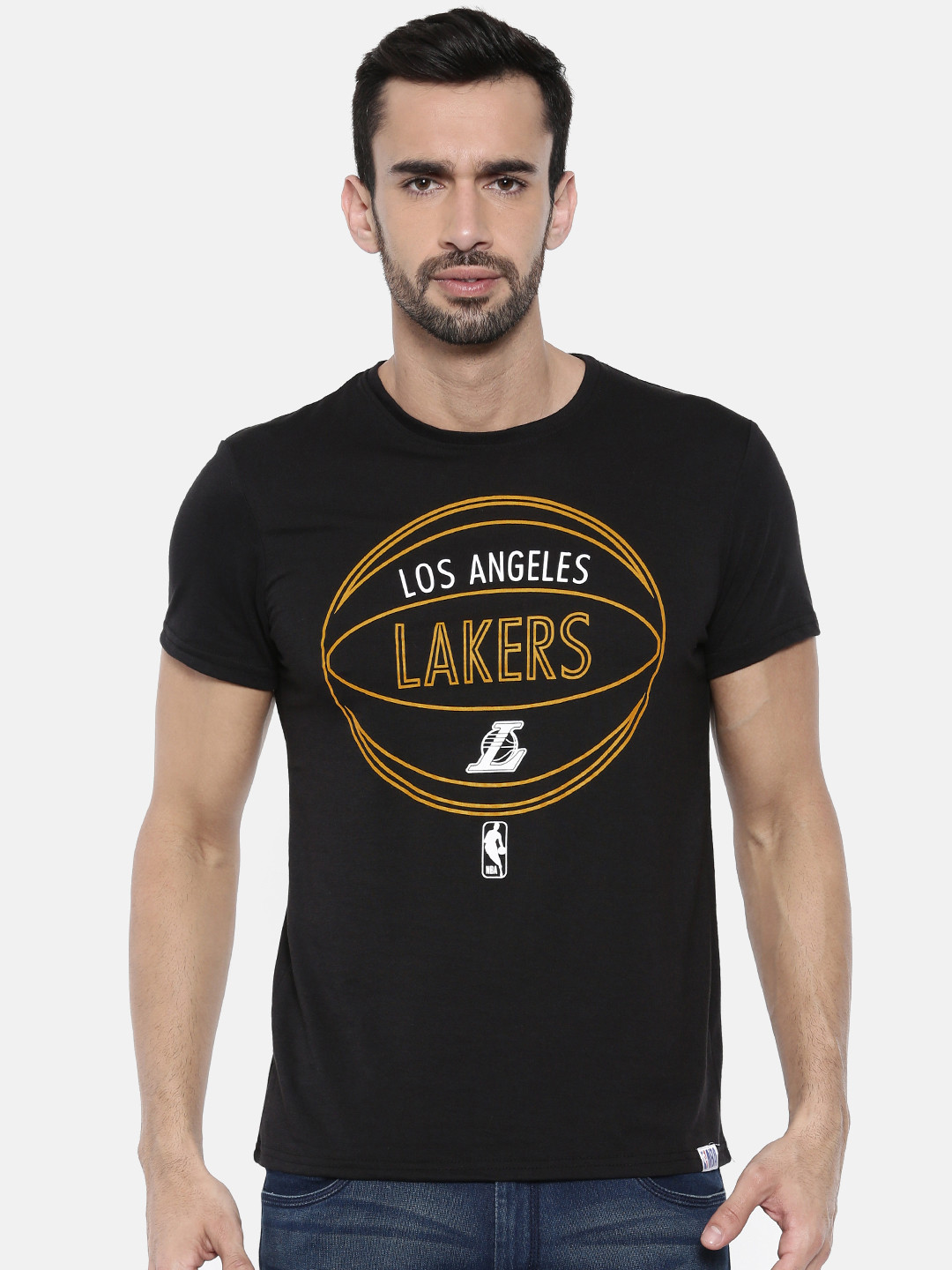 Buy NBA Men Black Printed Round Neck T Shirt Tshirts for Men 8721395