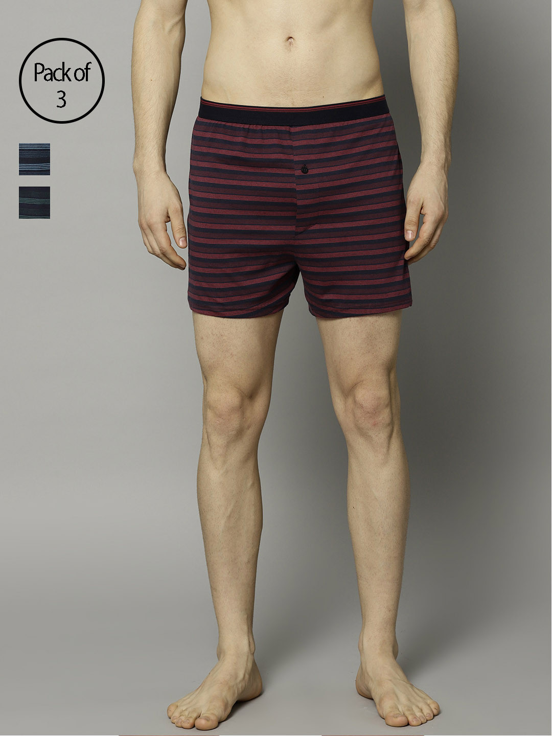 Buy Marks & Spencer Men Pack Of 3 Striped Pure Cotton Boxers T148312