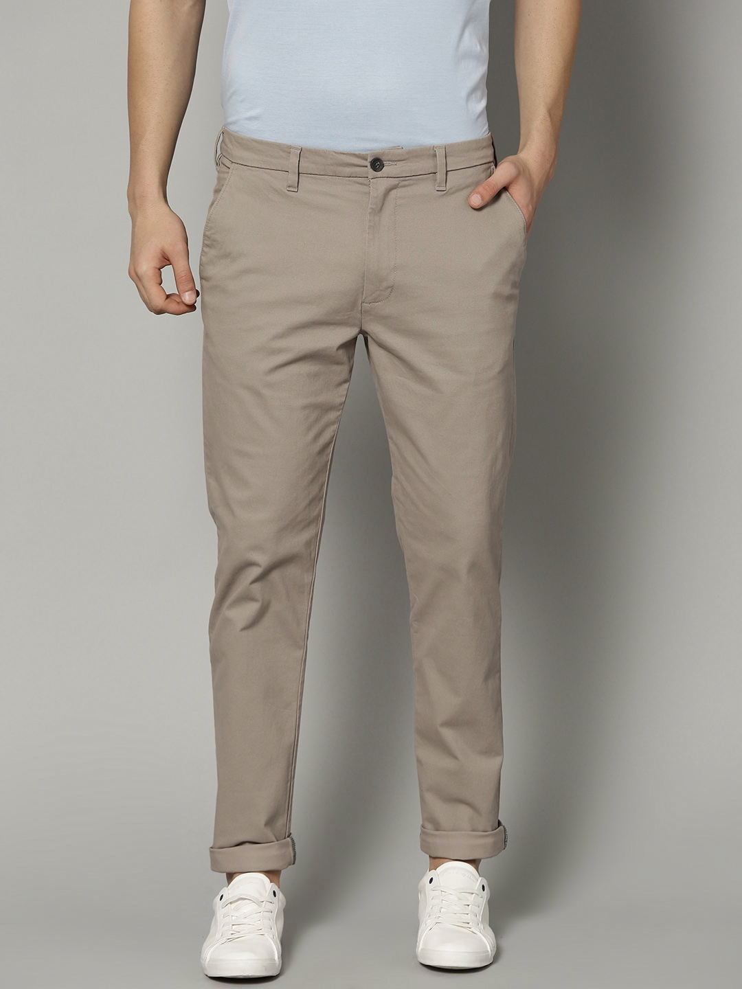 Buy Marks & Spencer Men Beige Skinny Fit Solid Chinos - Trousers for ...