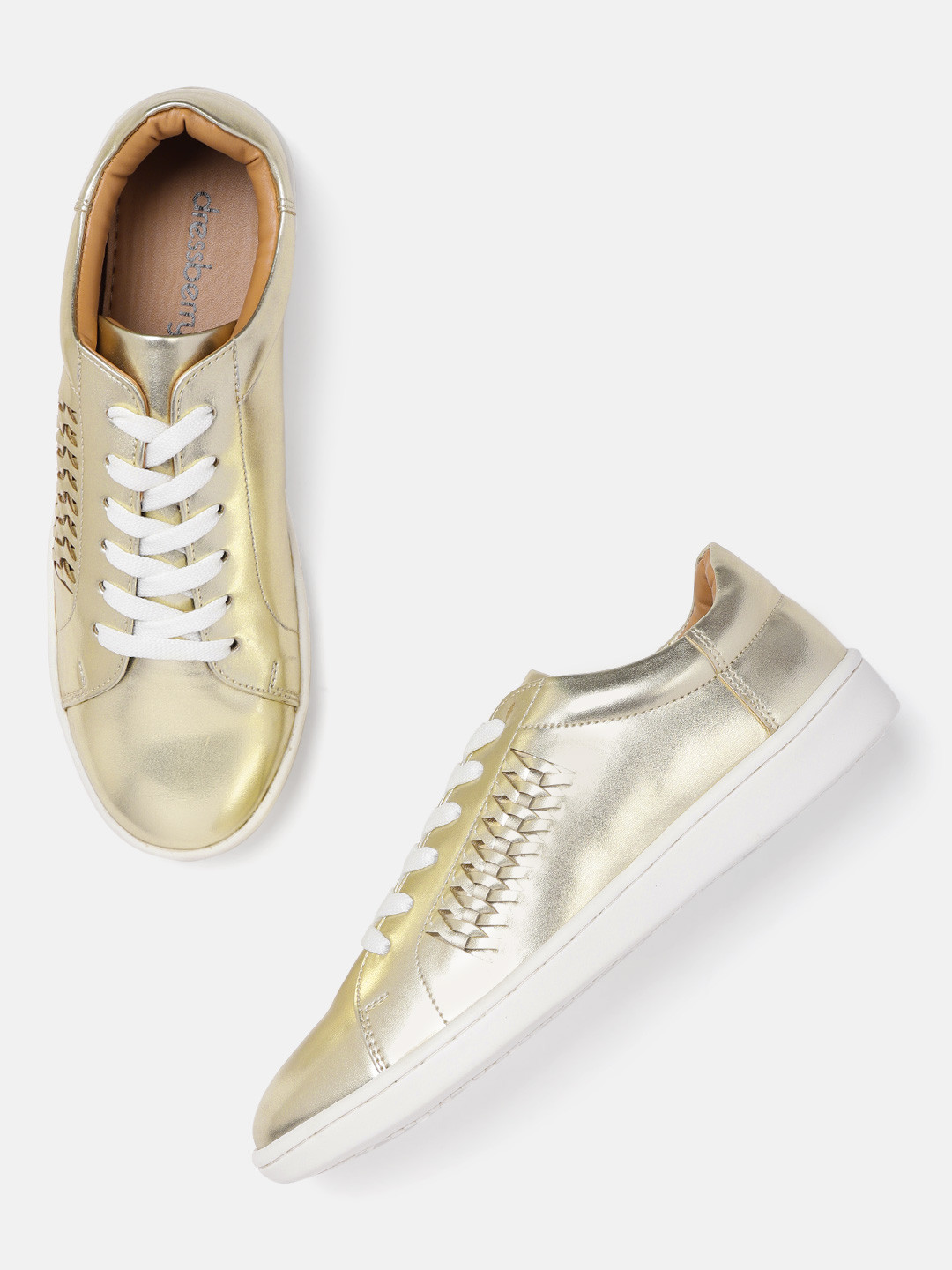 Buy DressBerry Women Gold Toned Sneakers Casual Shoes for Women