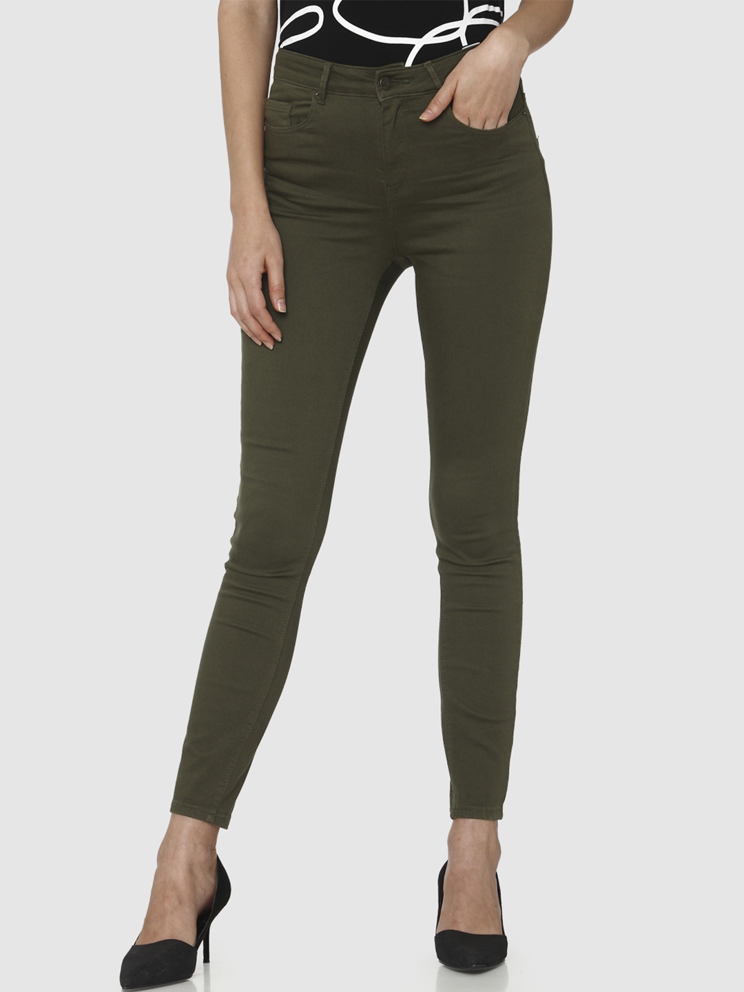 olive green jeans women