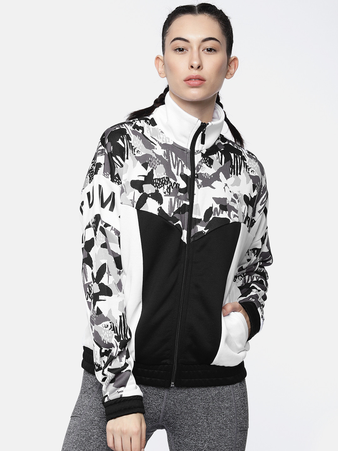 Buy Puma Women Black & White Printed XTG 96 Track Jacket Jackets for