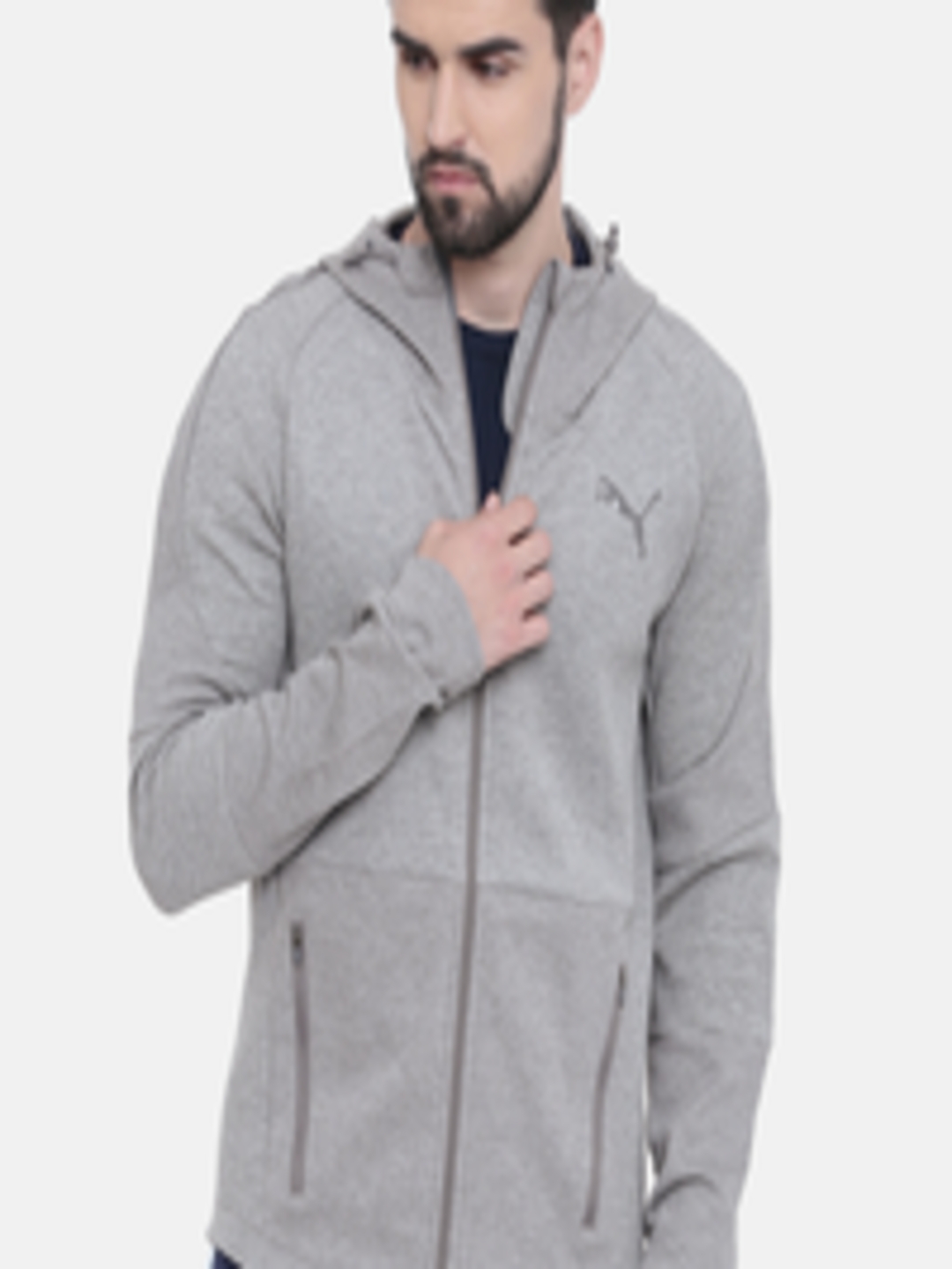 Buy Puma Men Grey Evostripe Move Hooded Jacket - Jackets for Men ...