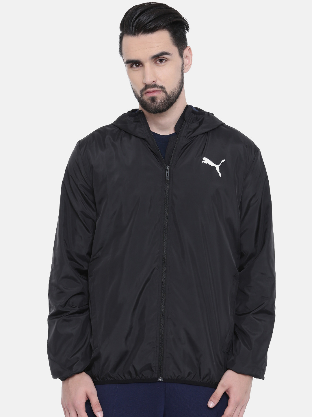 Buy Puma Men Black Solid Windbreaker Sporty Hooded Jacket Jackets for