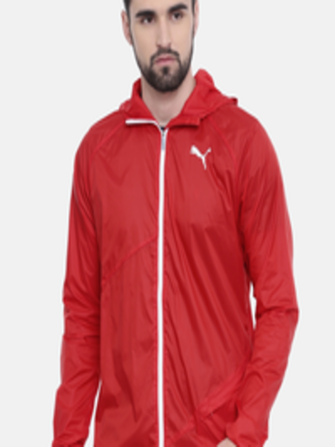 Buy Puma Men Red Self Design Lightweight Sporty Track Jacket - Jackets ...