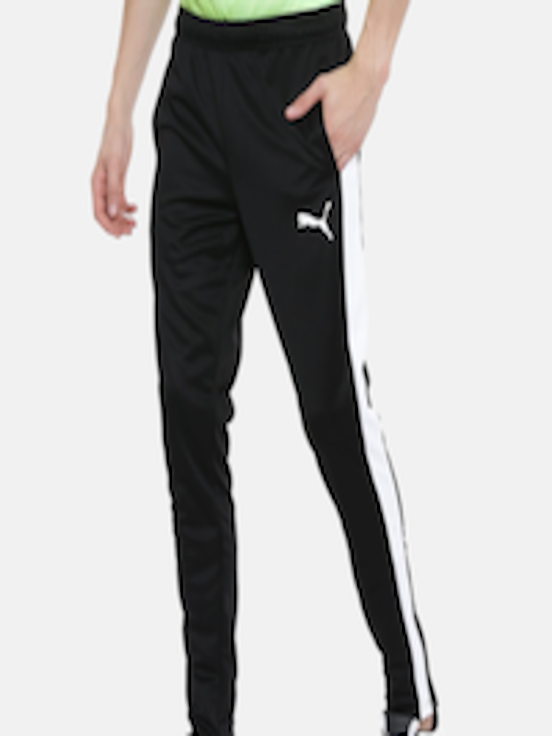 Buy Puma Men Black & White Striped Active Tricot Slim Fit Track Pants ...
