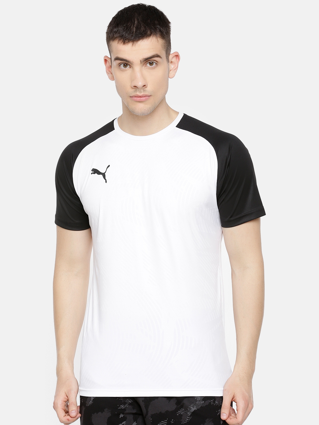 Buy Puma Men White & Black Solid CUP Round Neck DryCell Training T ...