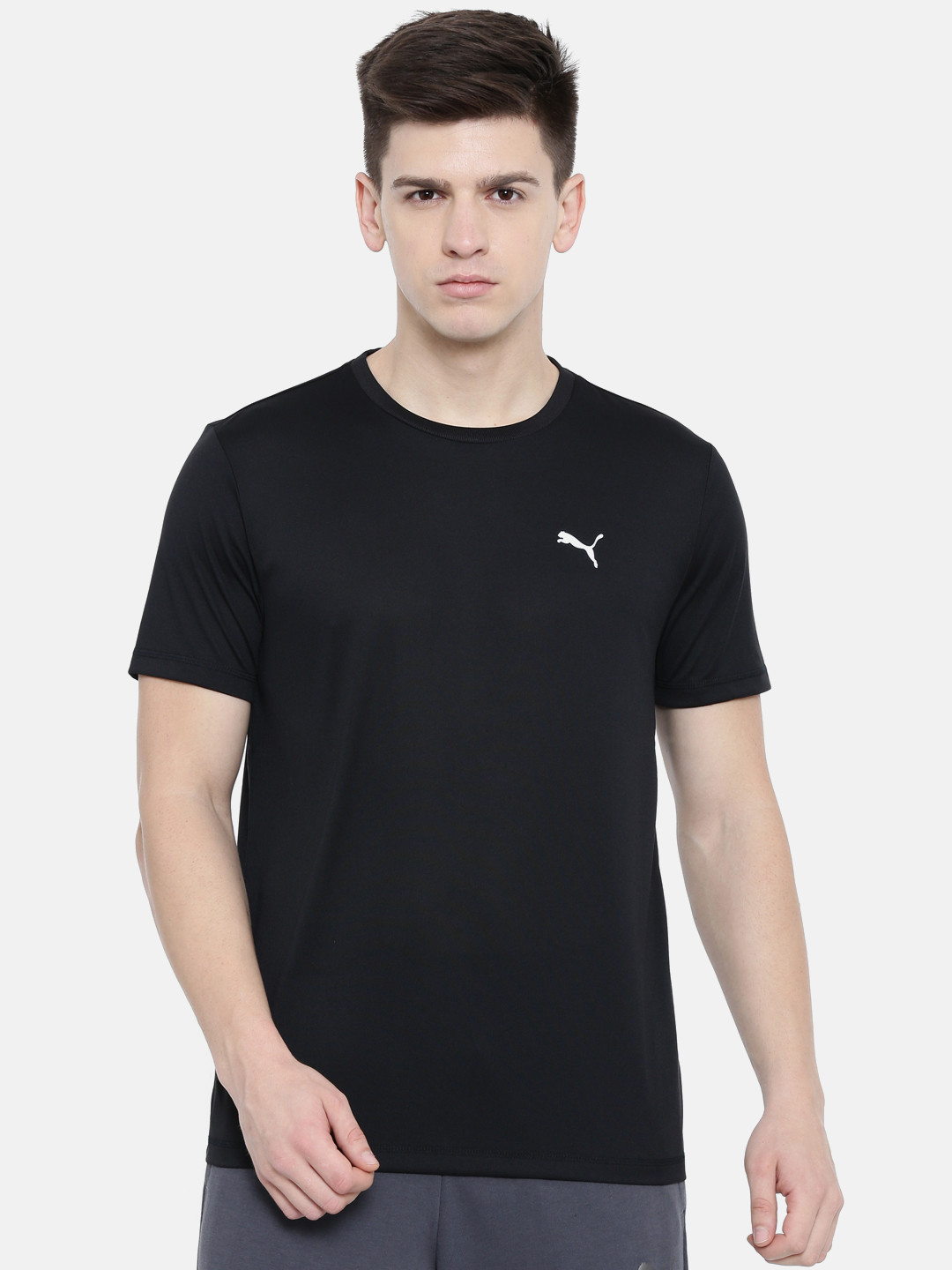 Buy Puma Men Active Black Solid Round Neck T Shirt Tshirts for Men
